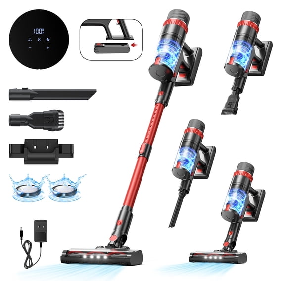 PrettyCare Cordless Vacuum Cleaner, 530W/48KPA/8 Batteries, 55mins Runtime, 9-in-1 Stick Vacuum Lightweight for Home Pet Hair Carpet Wood Floor