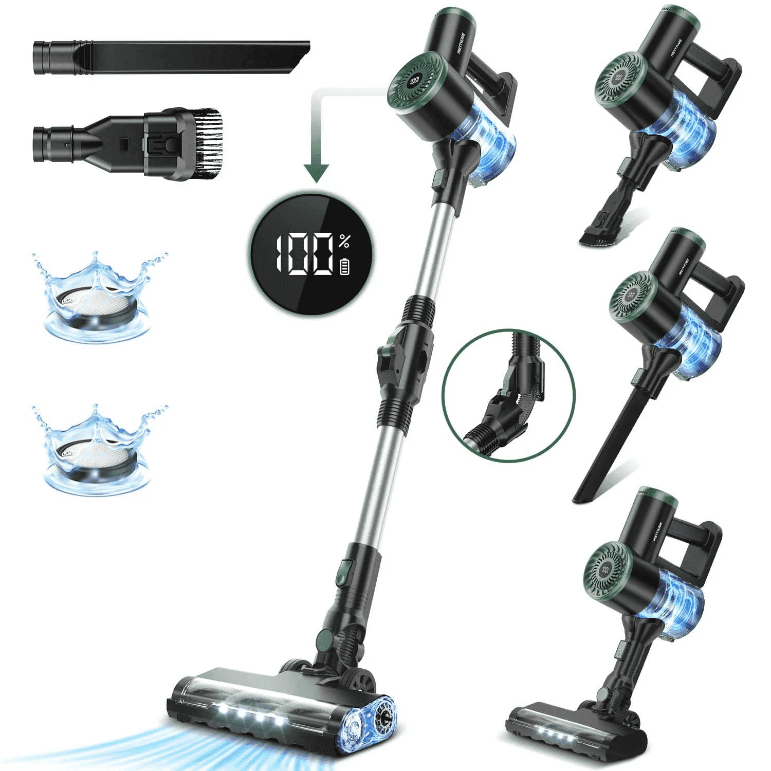PRETTYCARE スティッククリーナー PrettyCare Cordless Vacuum Cleaner 6 in 1 Stick Vacuum Lightweight