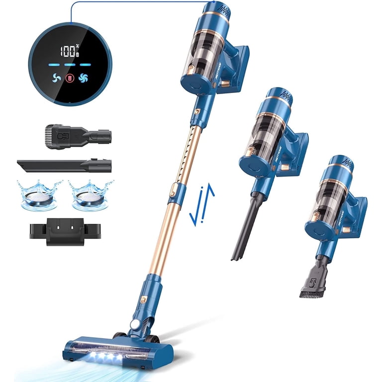 PrettyCare Cordless Vacuum Cleaner, 38kPa Suction, 45min Runtime
