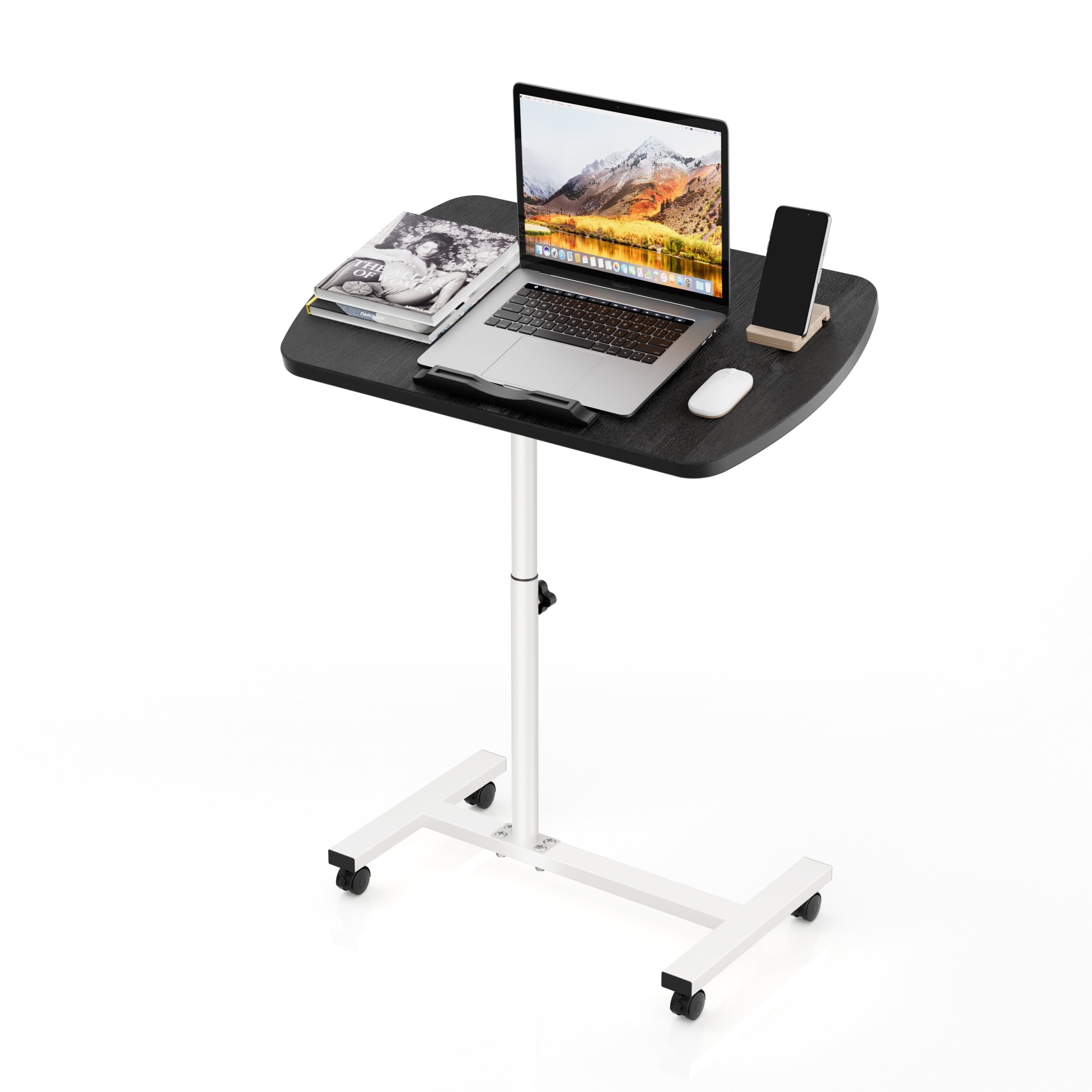 AZULLIA End Side Table, C-Shaped End Table with Adjustable Heigh, Suitable for Living Room, Bedroom and Bedside Under Rolling Casters BQ01