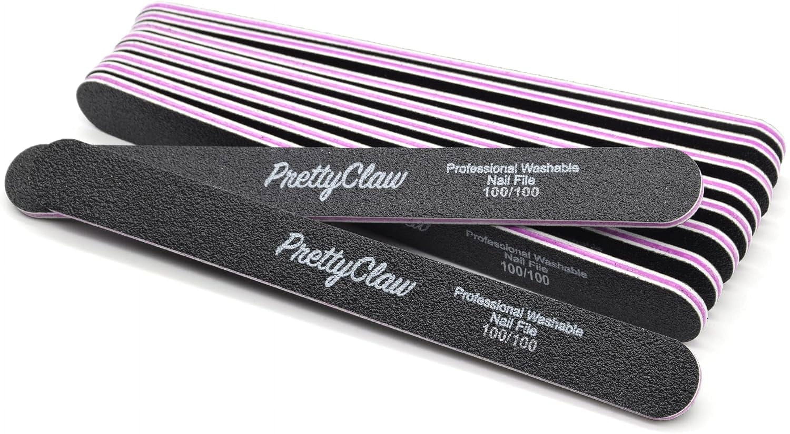 PrettyClaw 10pc Professional Nail File 100/100 Grit Black Straight
