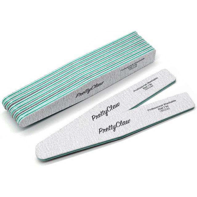 PrettyClaw 10pc Professional Nail File 180/240 Grit Zebra Diamond