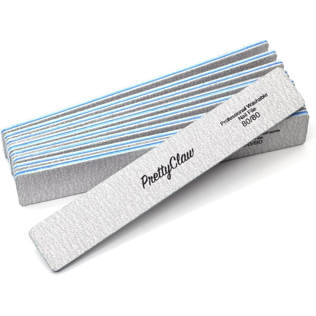 PrettyClaw 10pc Professional Nail File 80/80 Grit Zebra Rectangle