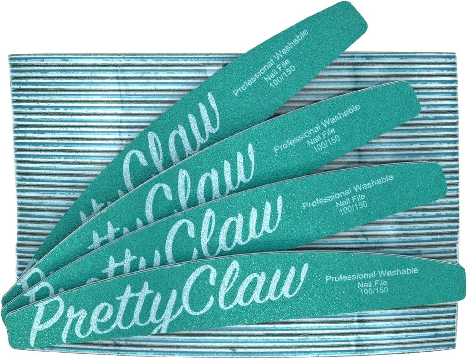 PrettyClaw 25pc Professional Nail File 100/150 Grit Green Half Moon