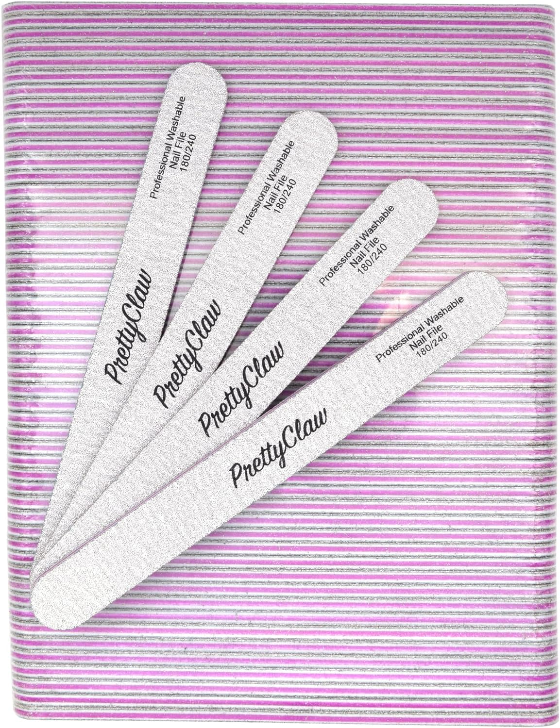 PrettyClaw 50pc Professional Nail File 180/240 Grit Zebra Acrylic Nail