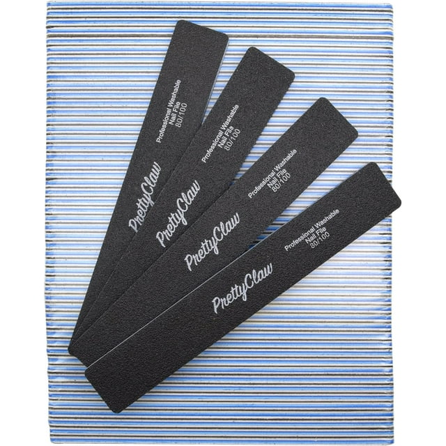 PrettyClaw 50pc Professional Nail File 80/100 Grit Black Rectangle