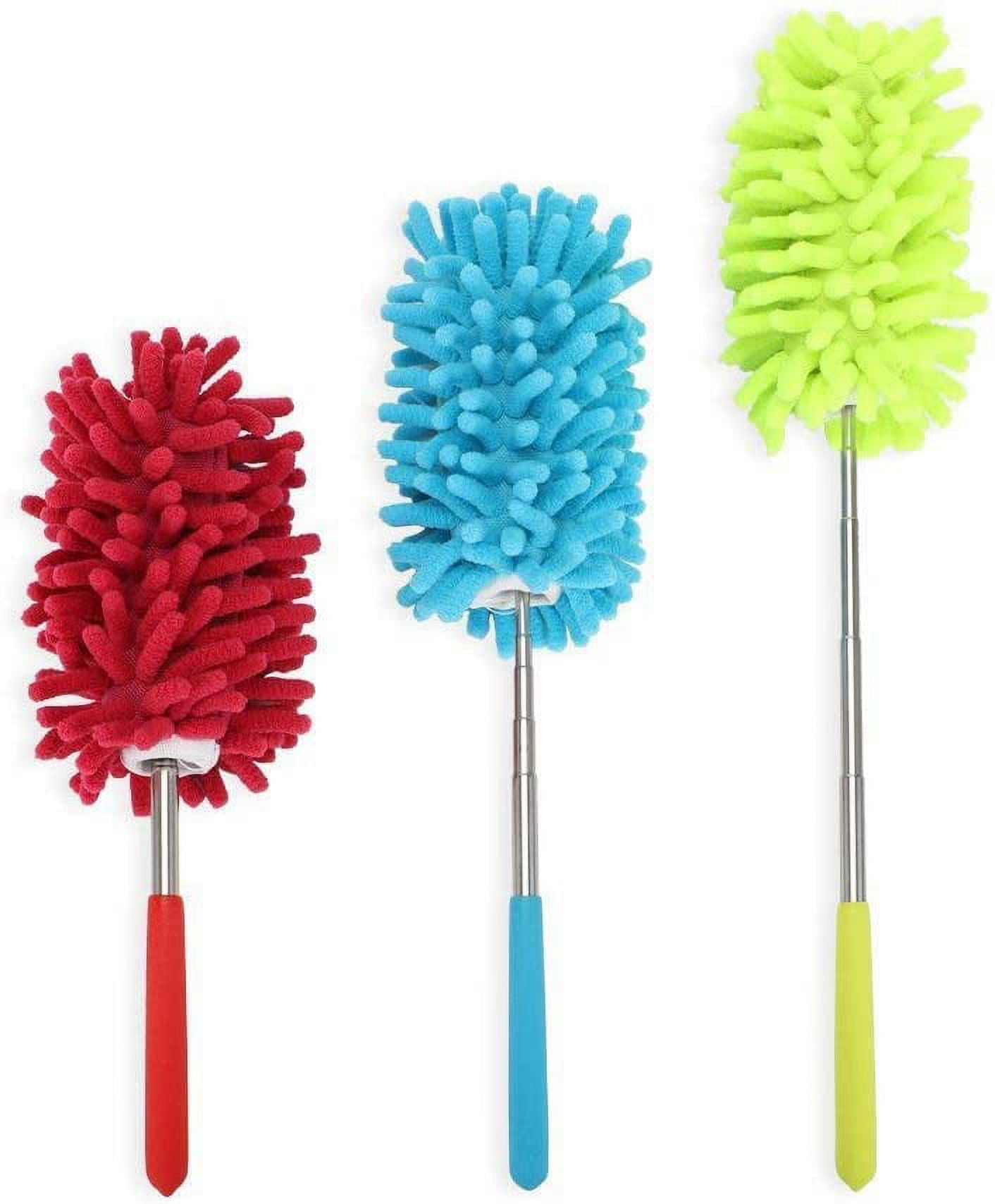 PrettyDate Microfiber Extendable Hand Dusters Washable Dusting Brush with Telescoping Pole for Cleaning Car Computer Air Conditioning TVand Else Pack of 3