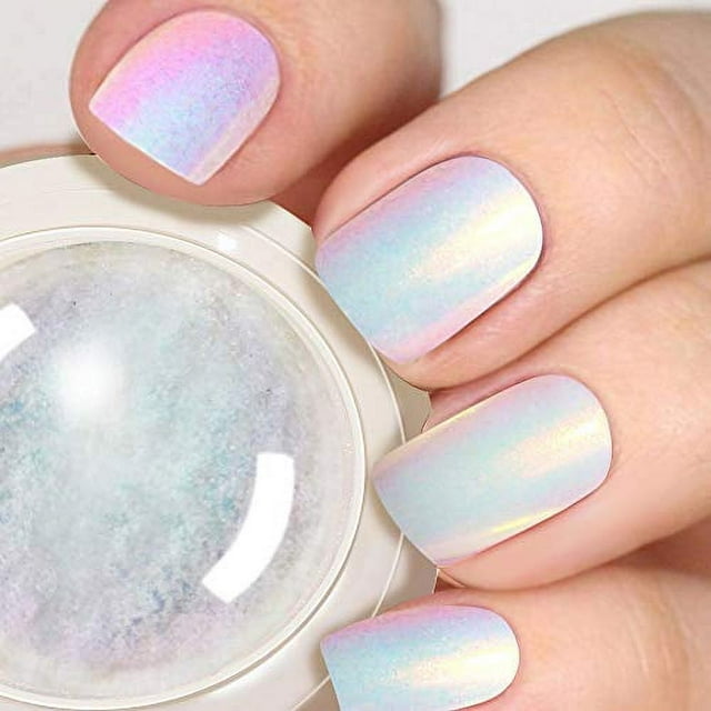 PrettyDiva Mermaid Chrome Nail Powder White Pearl Iridescent Nails