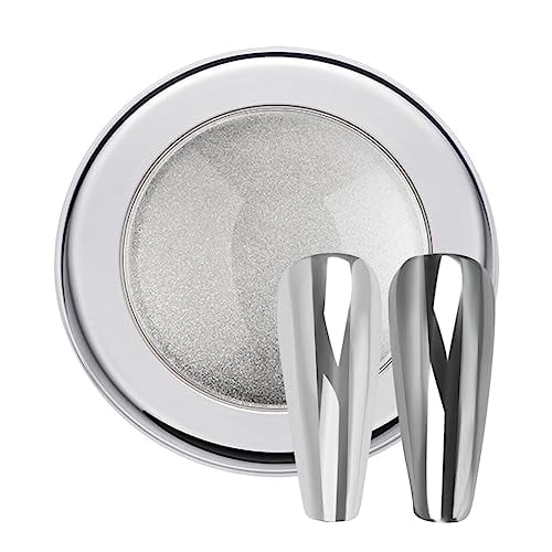 MIRROR NAIL POWDER Silver CHROME for Rose Gold Nails EFFECT