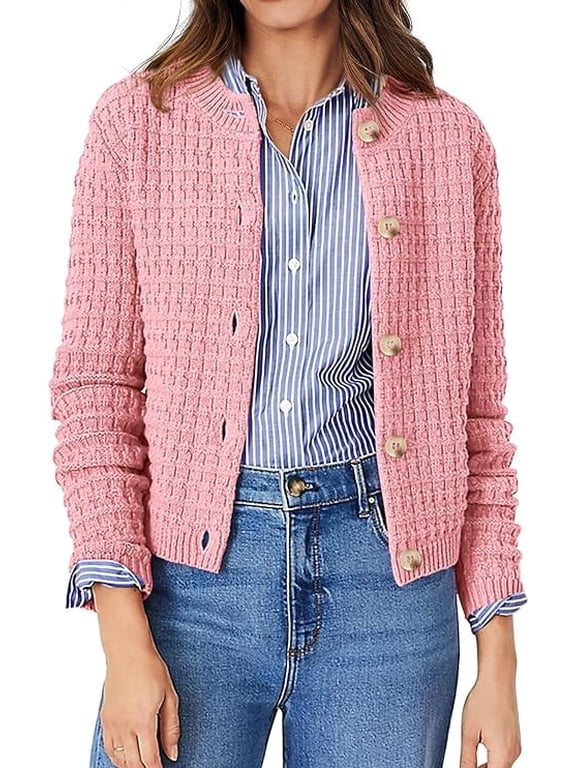 Women's Cotton Knit Cardigan Sweater, Sizes S-2XL