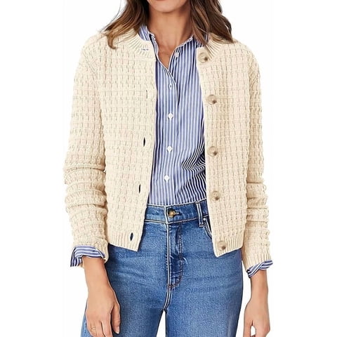 Women's Cotton Knit Cardigan Sweater, Sizes S-2XL