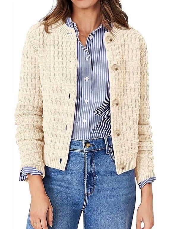 Women's Cotton Knit Cardigan Sweater, Sizes S-2XL