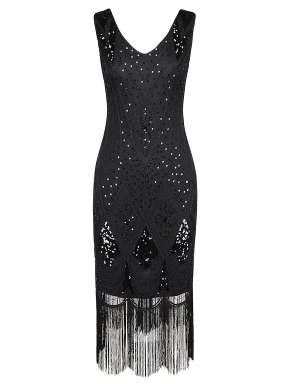 Women 1920s Gatsby Cocktail Sequin Art Deco Flapper Dress