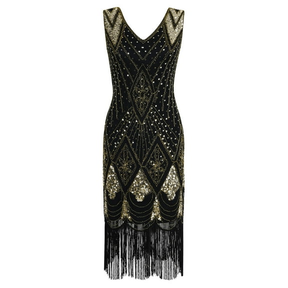 PrettyGuide Women 1920s Gatsby Cocktail Sequin Art Deco Flapper Dress
