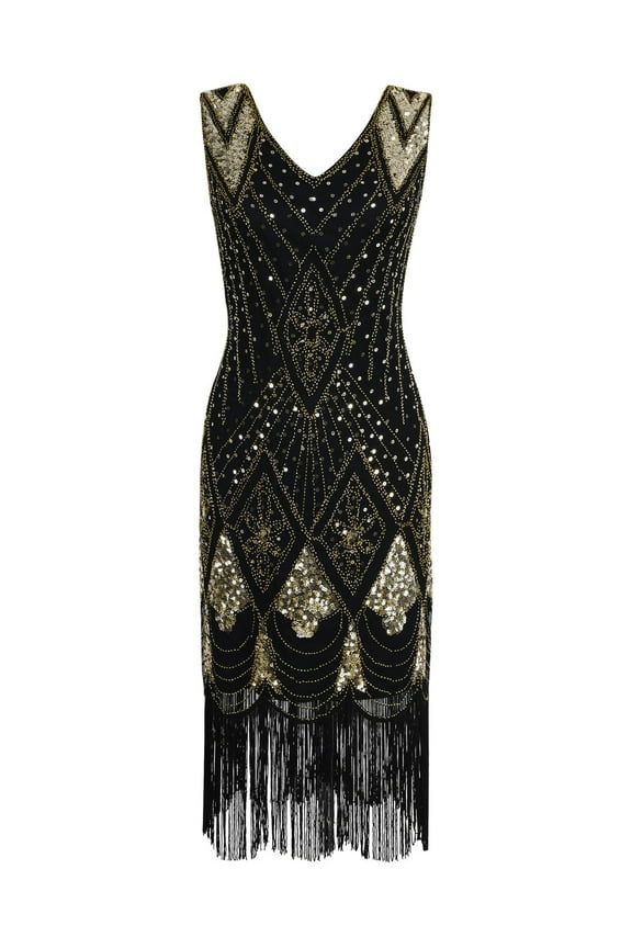 Women 1920s Gatsby Cocktail Sequin Art Deco Flapper Dress