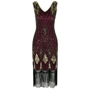 PRETTYGUIDE Women 1920s Gatsby Cocktail Sequin Art Deco Flapper Dress