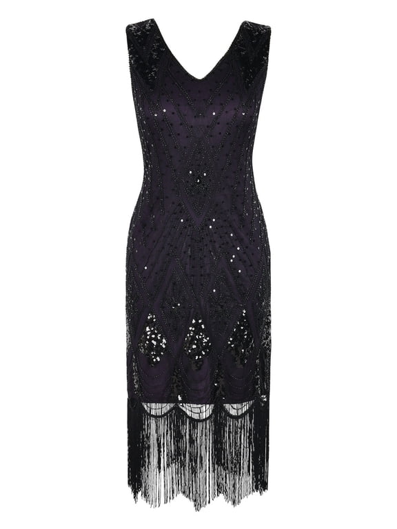 Women 1920s Gatsby Cocktail Sequin Art Deco Flapper Dress