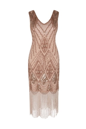 Women 1920s Gatsby Cocktail Sequin Art Deco Flapper Dress