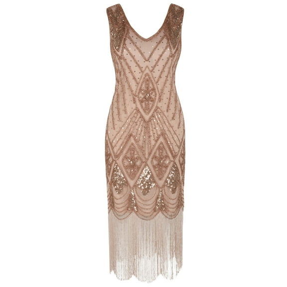 PrettyGuide Women 1920s Gatsby Cocktail Sequin Art Deco Flapper Dress