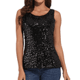 thumbnail image 1 of PrettyGuide Women Shimmer Glam Sequin Embellished Sparkle Tank Top Vest Tops Black, X-Large, 1 of 7