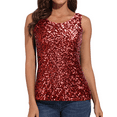 thumbnail image 1 of PrettyGuide Women Shimmer Glam Sequin Embellished Sparkle Tank Top Vest Tops Red M, 1 of 5