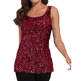 thumbnail image 1 of PrettyGuide Women Shimmer Glam Sequin Embellished Sparkle Tank Top Vest Tops XL Burgundy, 1 of 7
