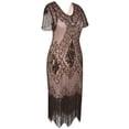 thumbnail image 1 of PrettyGuide Women's 1920s Dress Sequin Art Deco Flapper Dress with Sleeve, 1 of 6