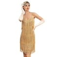 thumbnail image 1 of PrettyGuide Women's 1920s Flapper Dress V Neck Slip Fringed Sequin 20s Great Gatsby Party Mini Dress, 1 of 7
