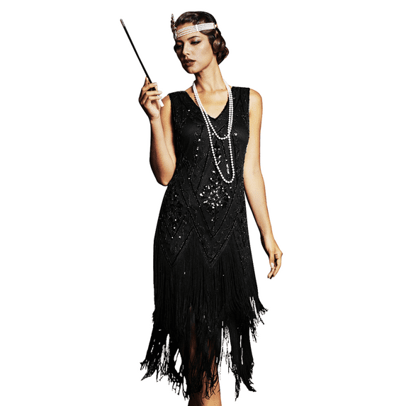PrettyGuide Women's 1920s Flapper Dress Vintage Swing Fringed Gatsby Roaring 20s Dress, X-Large