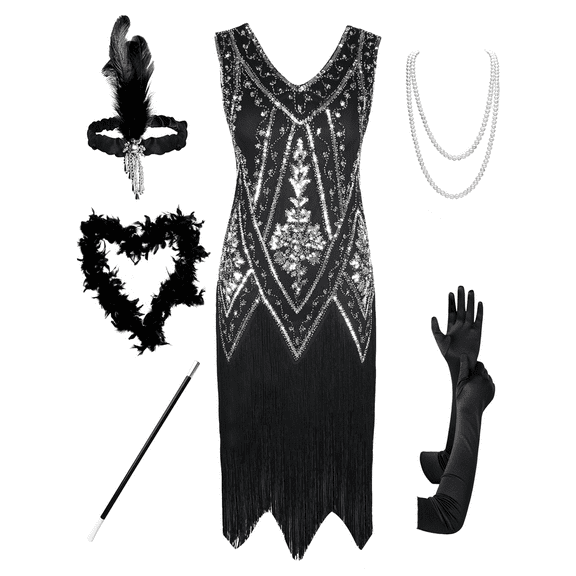 PrettyGuide Women's 1920s Flapper Dress Vintage Swing Fringed Gatsby Roaring 20s Dress