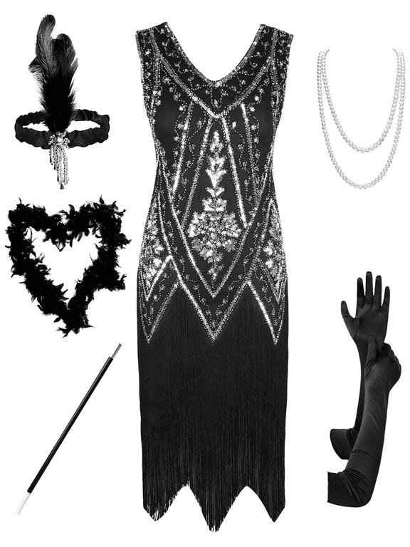 Women's 1920s Flapper Dress Vintage Swing Fringed Gatsby Roaring 20s Dress