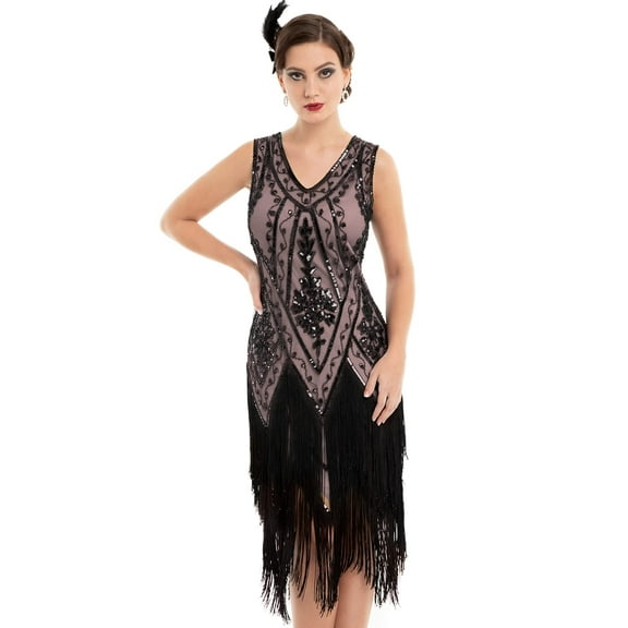 PrettyGuide Women's 1920s Flapper Dress Vintage Swing Fringed Gatsby Roaring 20s Dress