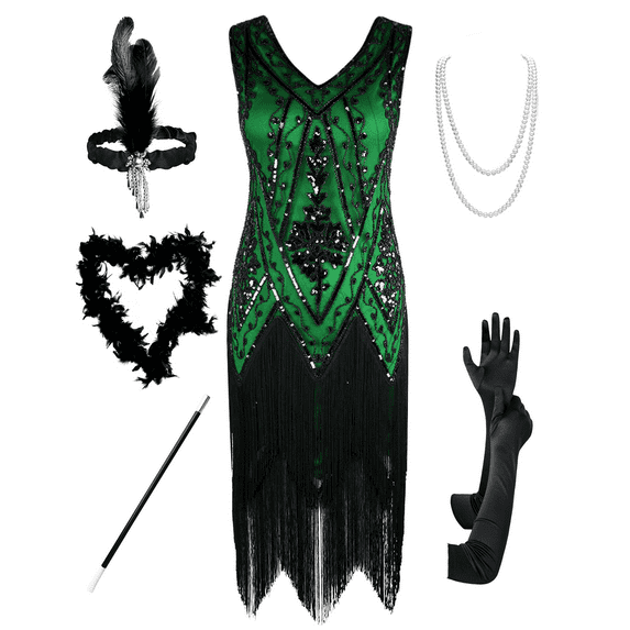 PrettyGuide Women's 1920s Flapper Dress Vintage Swing Fringed Gatsby Roaring 20s Dress