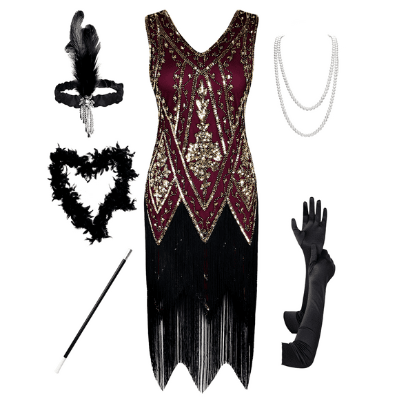 PrettyGuide Women's 1920s Flapper Dress Vintage Swing Fringed Gatsby Roaring 20s Dress