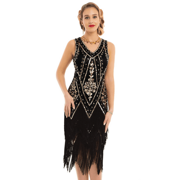 PrettyGuide Women's 1920s Flapper Dress Vintage Swing Fringed Gatsby Roaring 20s Dress