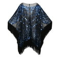 thumbnail image 1 of PrettyGuide Women's 1920s Shawl Beaded Evening Wrap Open Front Fringed Cape Black Blue, One size, 1 of 3