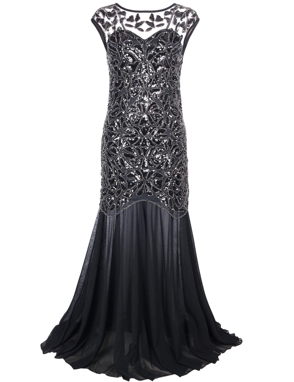 PrettyGuide Women's 1920s Vintage Sequin Dress Gatsby Flapper Formal Summer  O Neck Glitter Long Mesh Evening Prom Dress - Walmart Business Supplies