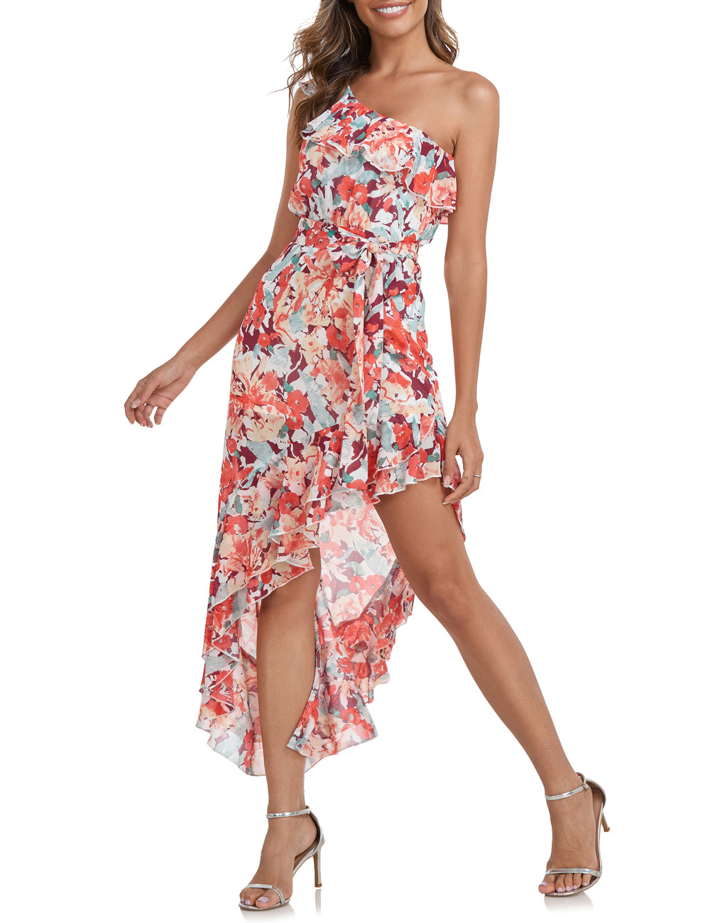 PrettyGuide Women's 2023 Bohemian Summer Floral Sundress One Shoulder — free download
