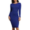 thumbnail image 1 of PrettyGuide Women's Boat Neck Bodycon Sweater Dress Long Sleeve Slim Fit Solid Ribbed Knit Midi Pullover Dresses, 1 of 7
