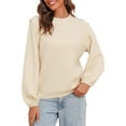 thumbnail image 1 of PrettyGuide Women's Casual Crewneck Lantern Sleeve Sweaters Flutter Shoulder Chunky Knit Pullover Sweater Tops, 1 of 9