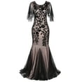 thumbnail image 1 of PrettyGuide Women's Evening Dress 1920s Sequin Mermaid Hem Maxi Long Formal Ball Gown, Medium, 1 of 6