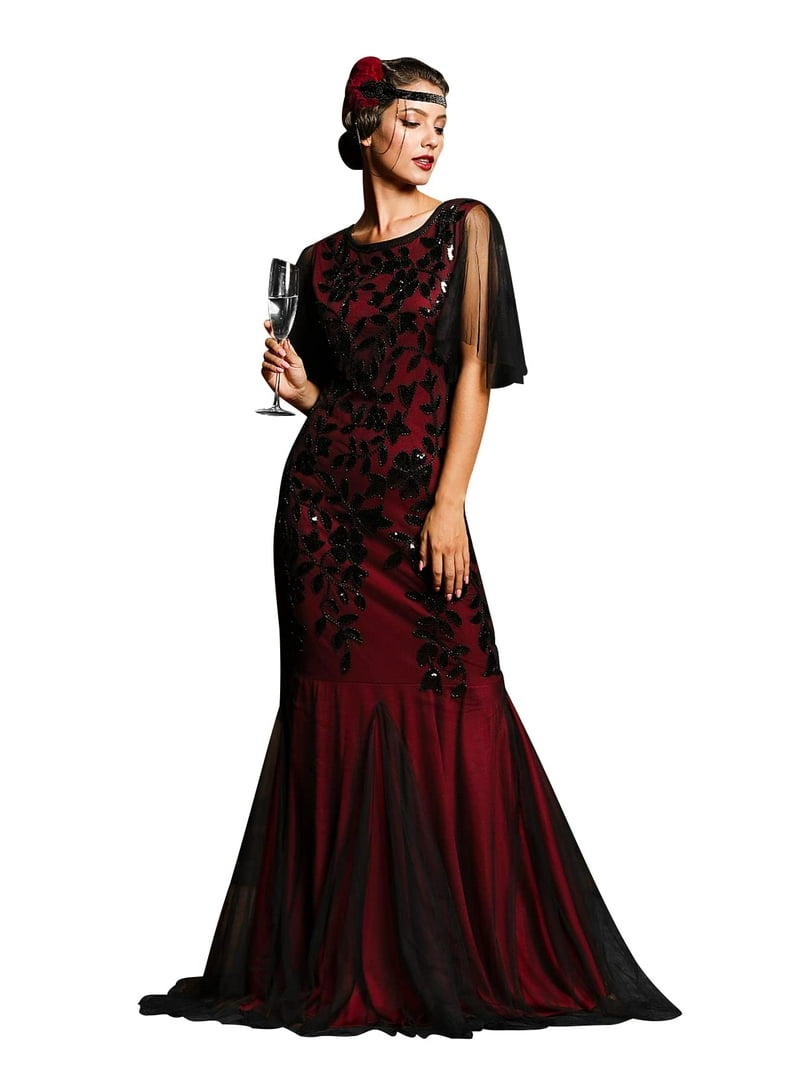 PrettyGuide Women's Evening Dress, 1920s Sequin Mermaid Hem, Maxi