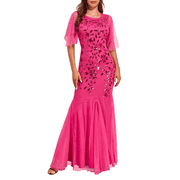 PRETTYGUIDE Women's Evening Dress 1920s Sequin Mermaid Hem Maxi Long Formal Ball Gown