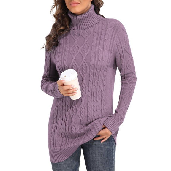PrettyGuide Women's Fall Winter Long Sleeve Sweater Turtleneck Pullover Tunic Sweater Tops