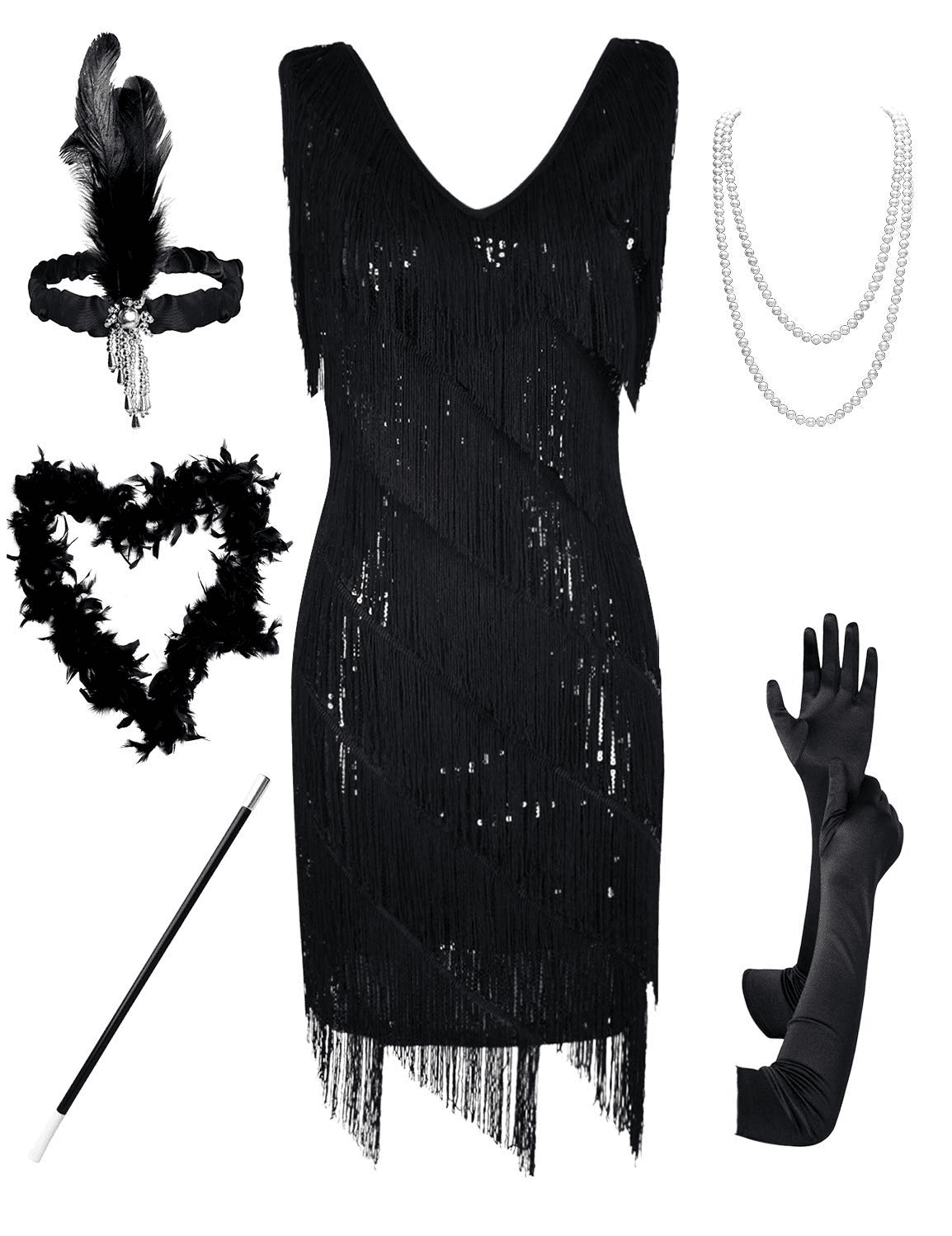 PrettyGuide Women's Flapper Dress Sequined Fringe 1920s Gatsby Party ...