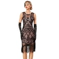 thumbnail image 1 of PrettyGuide Women's Flapper Dresses 1920s Sequin Long Fringe Art Deco 20s Great Gatsby Dress, 1 of 7