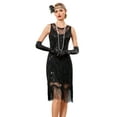 thumbnail image 1 of PrettyGuide Women's Flapper Dresses 1920s Sequin Long Fringe Art Deco 20s Great Gatsby Dress, 1 of 6