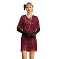 thumbnail image 1 of PrettyGuide Women's Flapper Dresses Tiered Long Fringed Sequin 1920s Great Gatsby Cocktail Dress with Sleeves, 1 of 8
