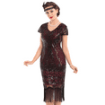 thumbnail image 1 of PrettyGuide Women's Great Gatsby Dress 1920s Vintage Beaded Fringe Flapper Dress with Sleeve Cocktail Party, Small, 1 of 8