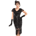 thumbnail image 1 of PrettyGuide Women's Great Gatsby Dress 1920s Vintage Beaded Fringe Flapper Dress with Sleeve Cocktail Party, Small, 1 of 8